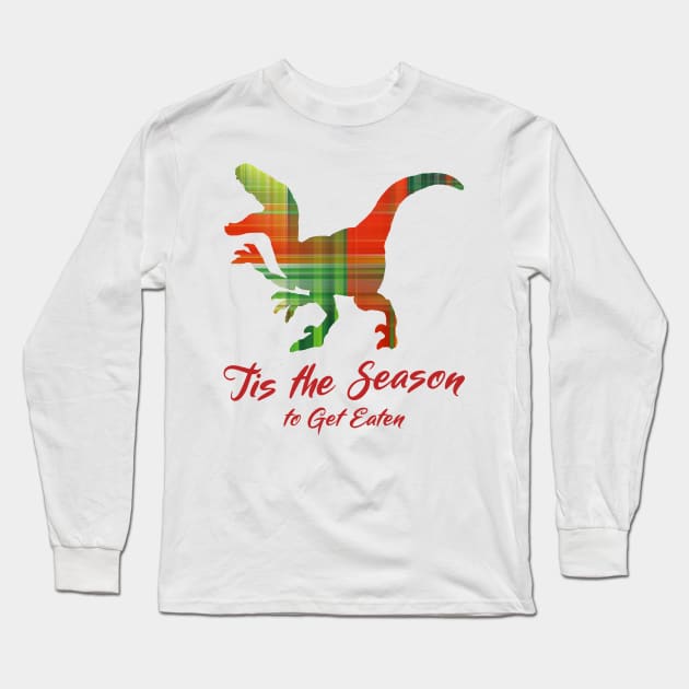 Christmas T-Rex Dinosaur Long Sleeve T-Shirt by TammyWinandArt